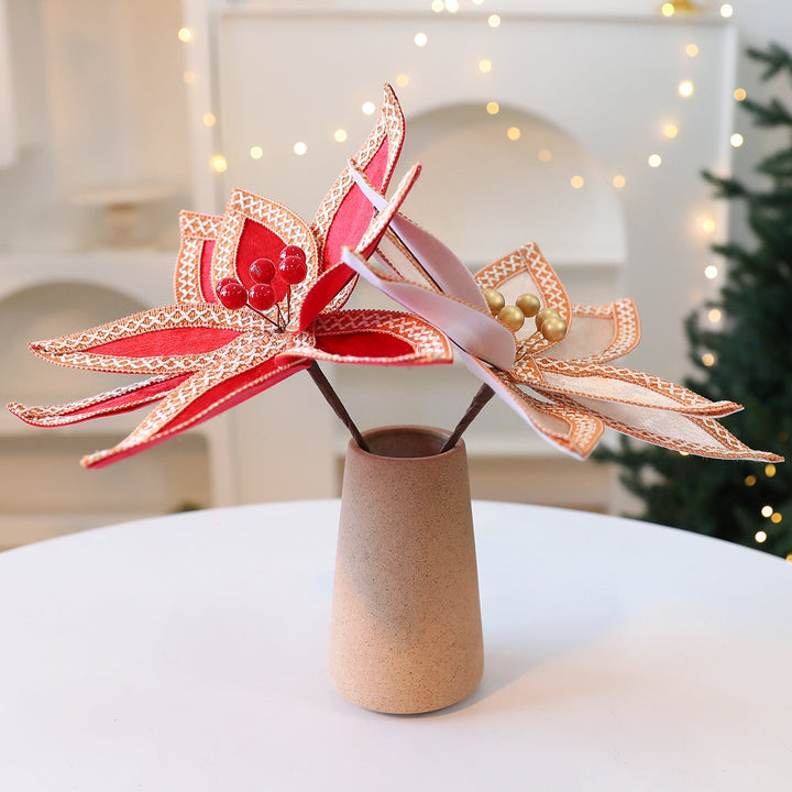 Faux Velvet Poinsettia Branches for Elegant Christmas Decor