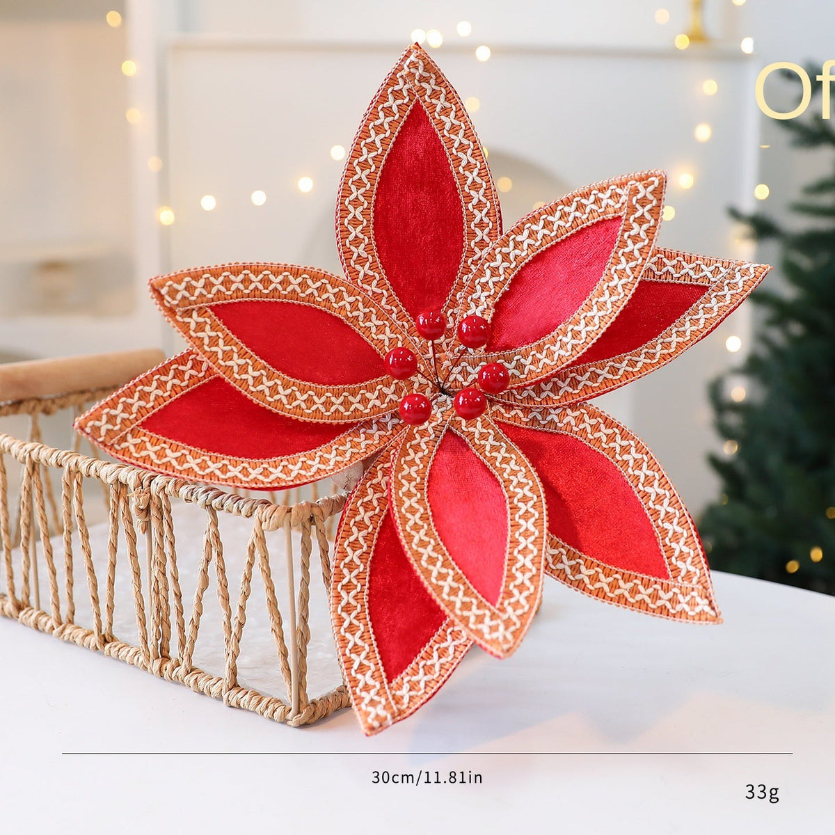 Faux Velvet Poinsettia Branches for Elegant Christmas Decor