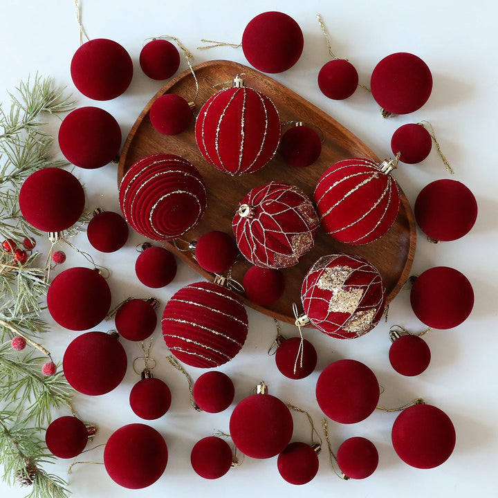 Velvet Christmas Ornaments for Elegant Burgundy Trees