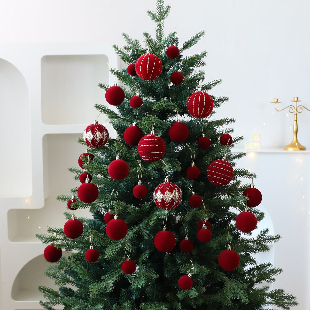 Velvet Christmas Ornaments for Elegant Burgundy Trees
