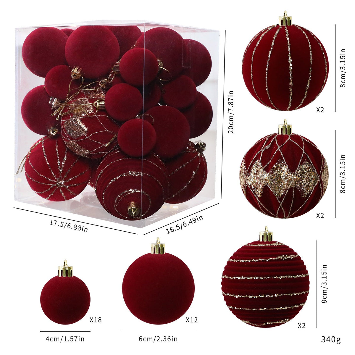 Velvet Christmas Ornaments for Elegant Burgundy Trees