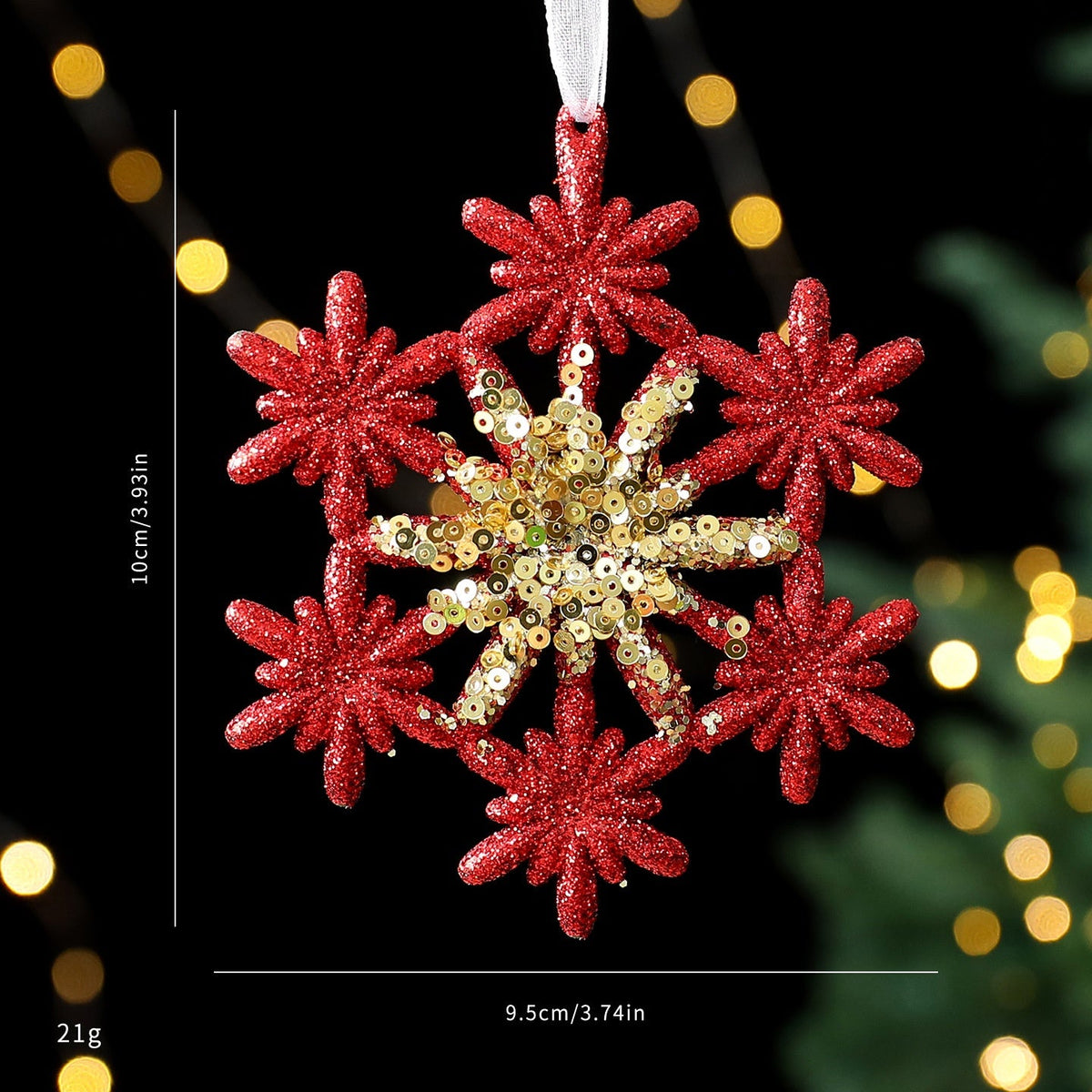 Christmas Tree Ornaments: Red & Gold Glitter Set