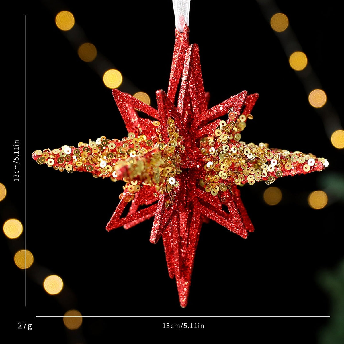 Christmas Tree Ornaments: Red & Gold Glitter Set