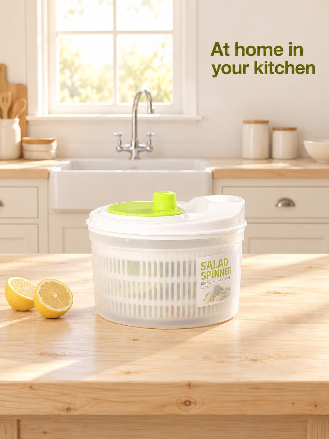 Salad Spinner 3L with Press Pump Knob for Fast Drying