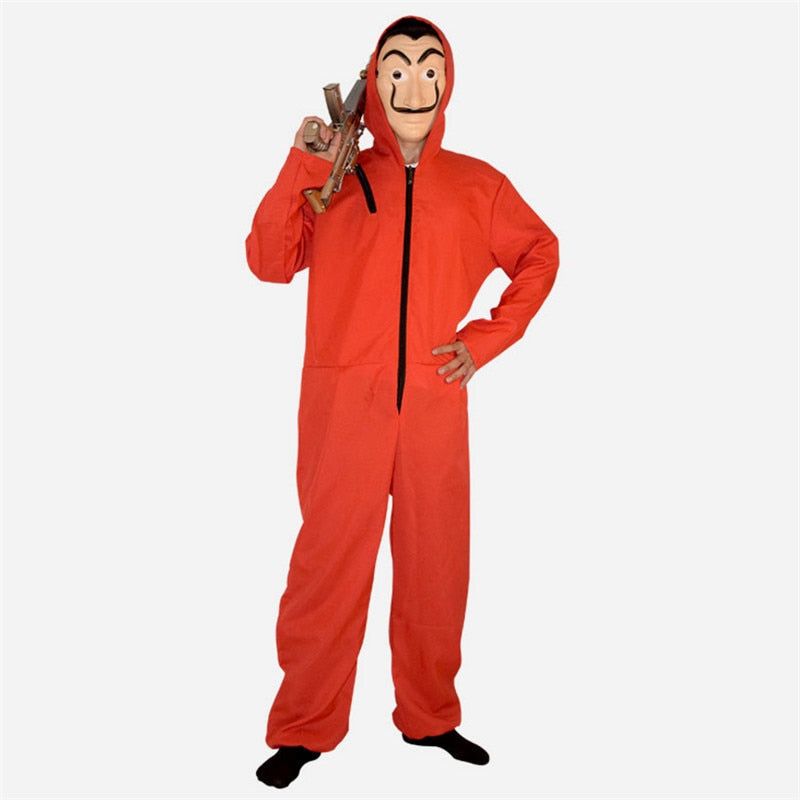 Money Heist Cosplay Costume Red Jumpsuit With Mask