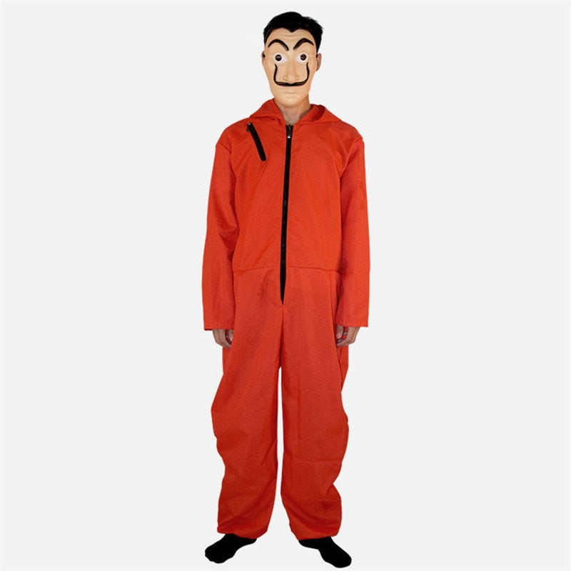 Money Heist Cosplay Costume Red Jumpsuit With Mask
