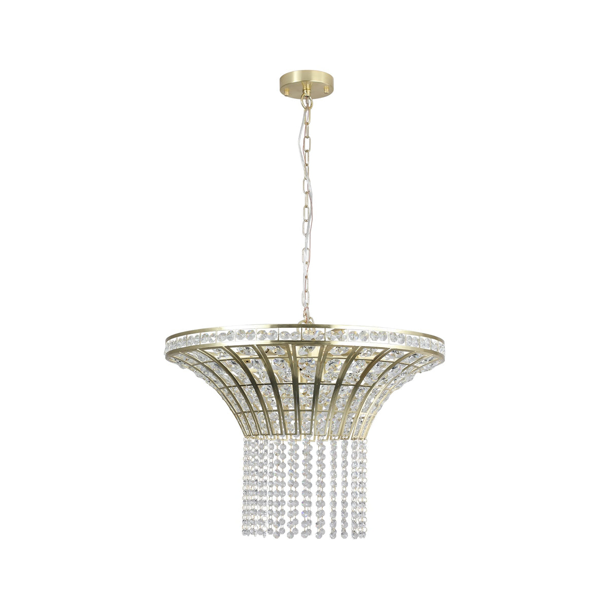 8-Light Gold Crystal Waterfall Chandelier, 23.6 Inch