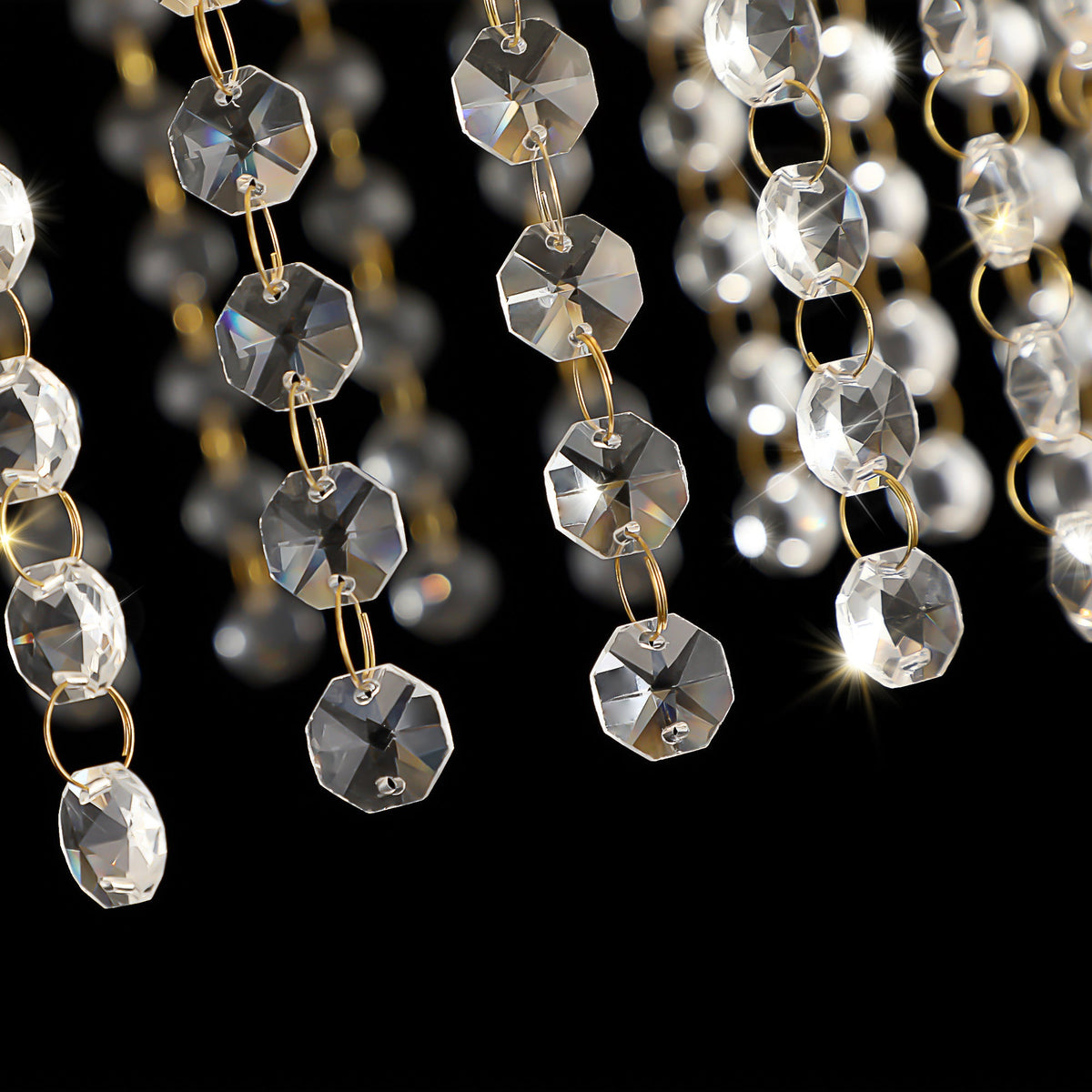 8-Light Gold Crystal Waterfall Chandelier, 23.6 Inch