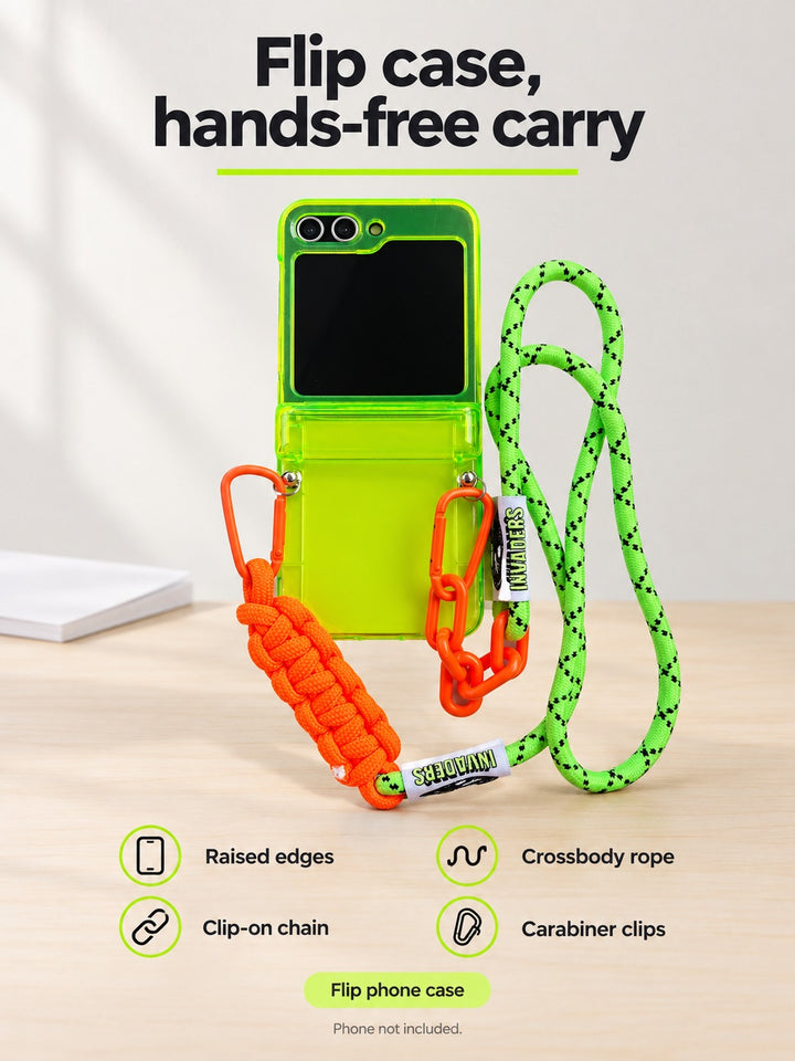 Samsung Galaxy Z Flip5 Case in Neon Green with Chain