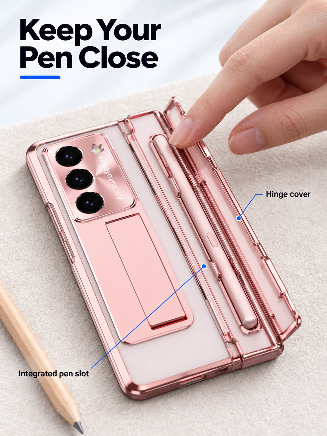 Samsung Galaxy Z Fold 6 Case with Pen Slot, Kickstand