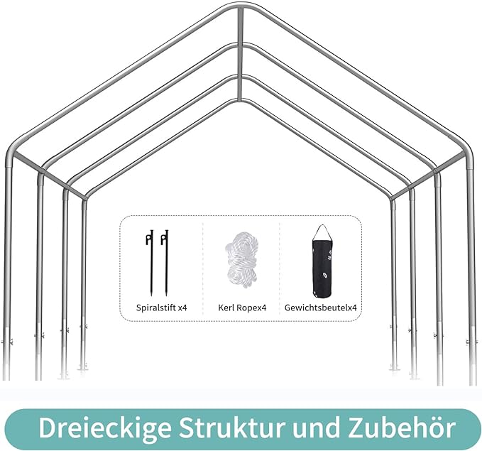 10x20 Ft Adjustable Carport with Detachable Roof Walls