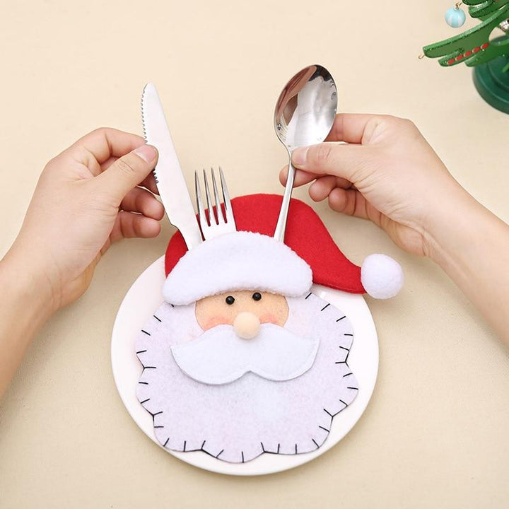 Santa Cutlery Holder Bags for Festive Christmas Tables