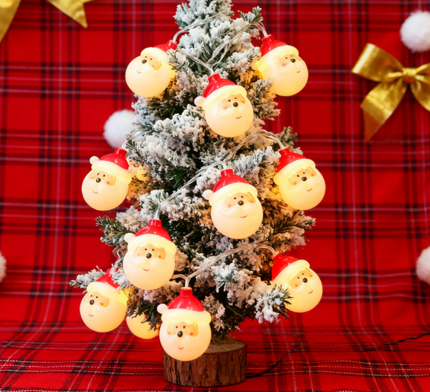 Santa Claus LED Christmas Lights String for Tree & Mantel