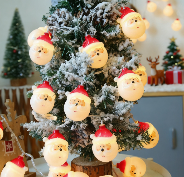 Santa Claus LED Christmas Lights String for Tree & Mantel
