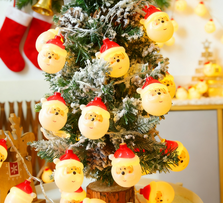 Santa Claus LED Christmas Lights String for Tree & Mantel