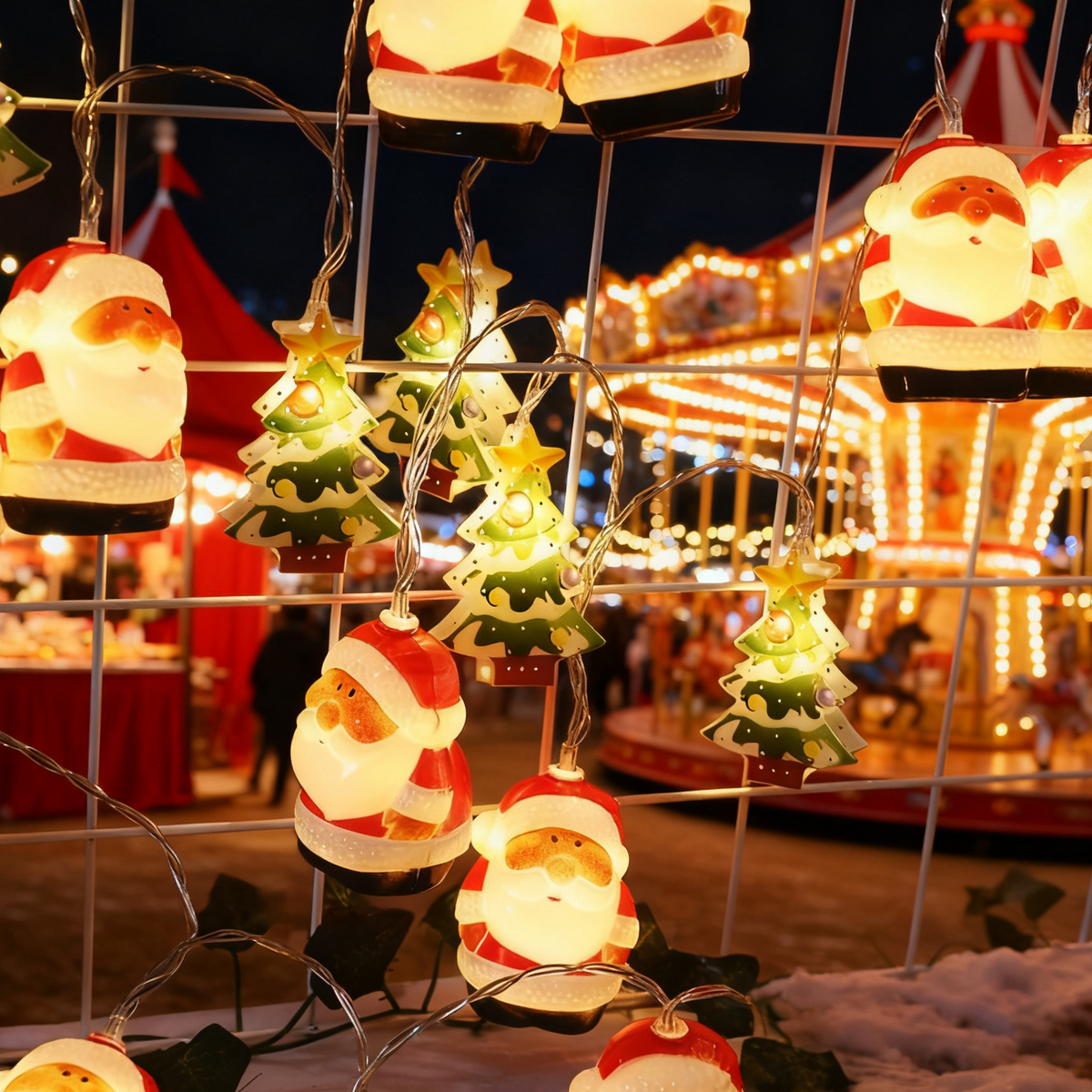 Light-Up Santa and Christmas Tree LED String Lights