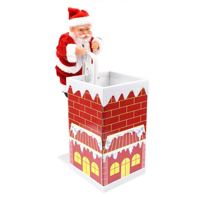 Santa Climbing Chimney Toy With Music Christmas Decor