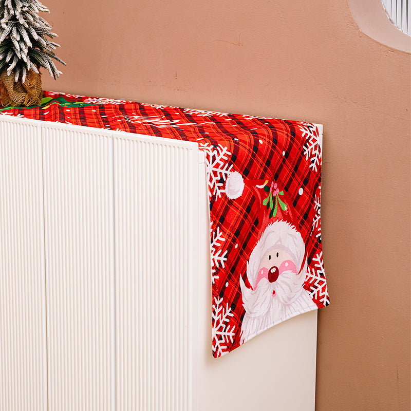 Christmas Table Runner with Santa & Snowman Print