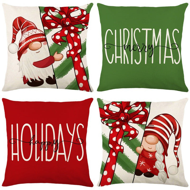 Christmas Linen-Look Pillow Cover for Festive Sofas