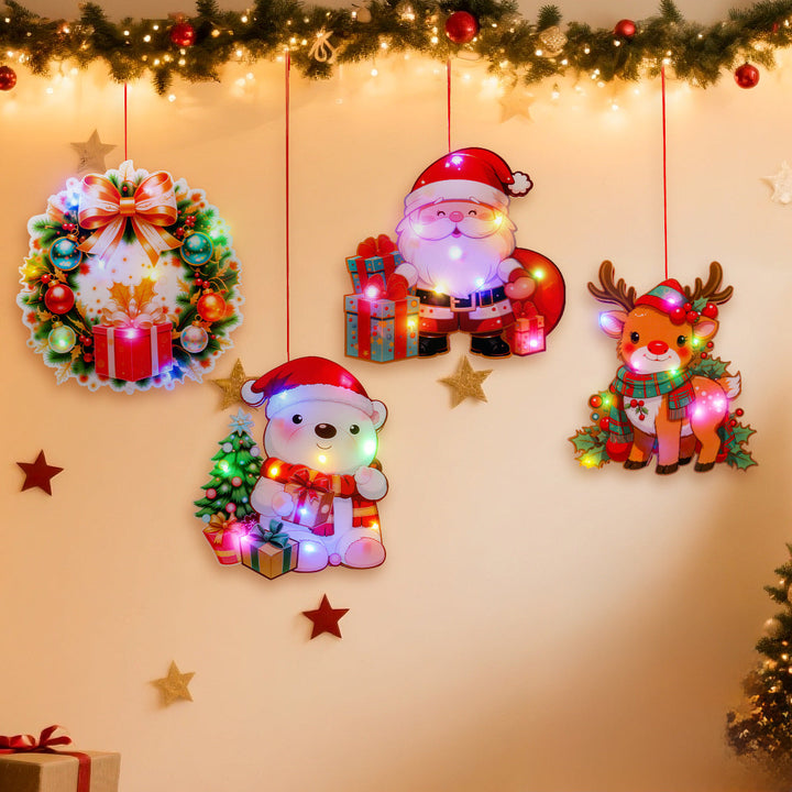 Christmas Door Decorations with Colorful Holiday Lights