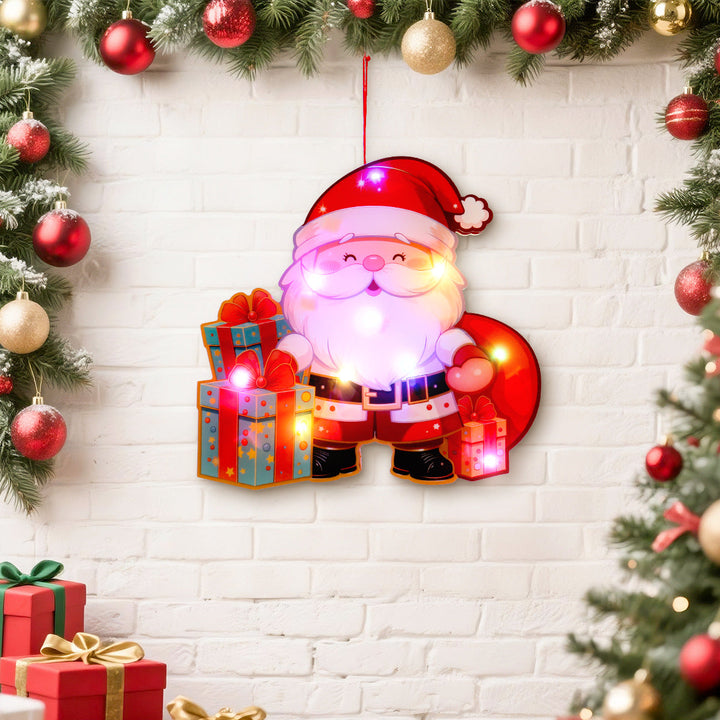 Christmas Door Decorations with Colorful Holiday Lights