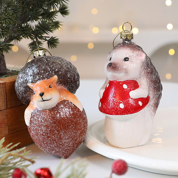 Christmas Tree Ornaments – Glitter Fox & Hedgehog