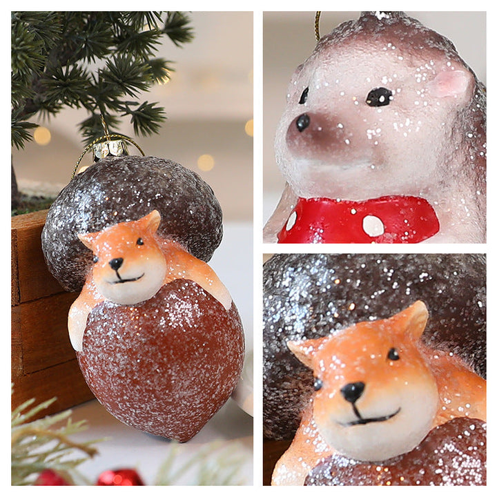 Christmas Tree Ornaments – Glitter Fox & Hedgehog