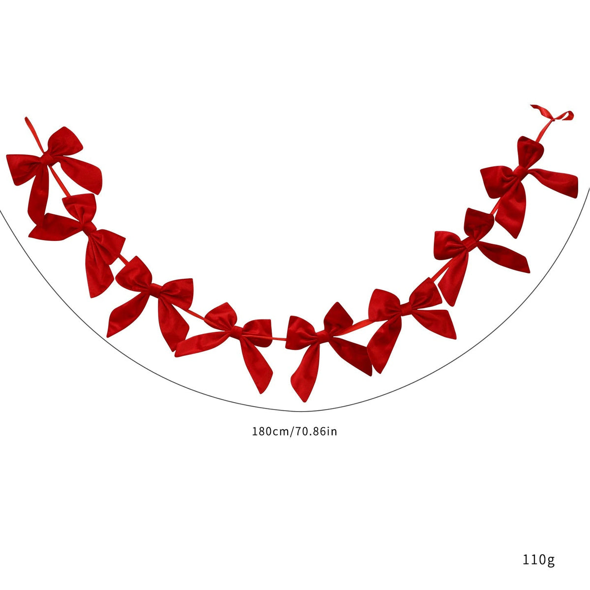 Christmas Bow Garland for Classic Red Tree and Mantel Decor