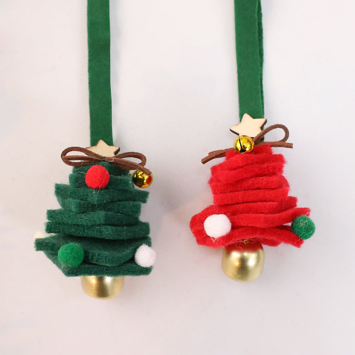 Mini Felt Christmas Tree Ornaments with Jingle Bells