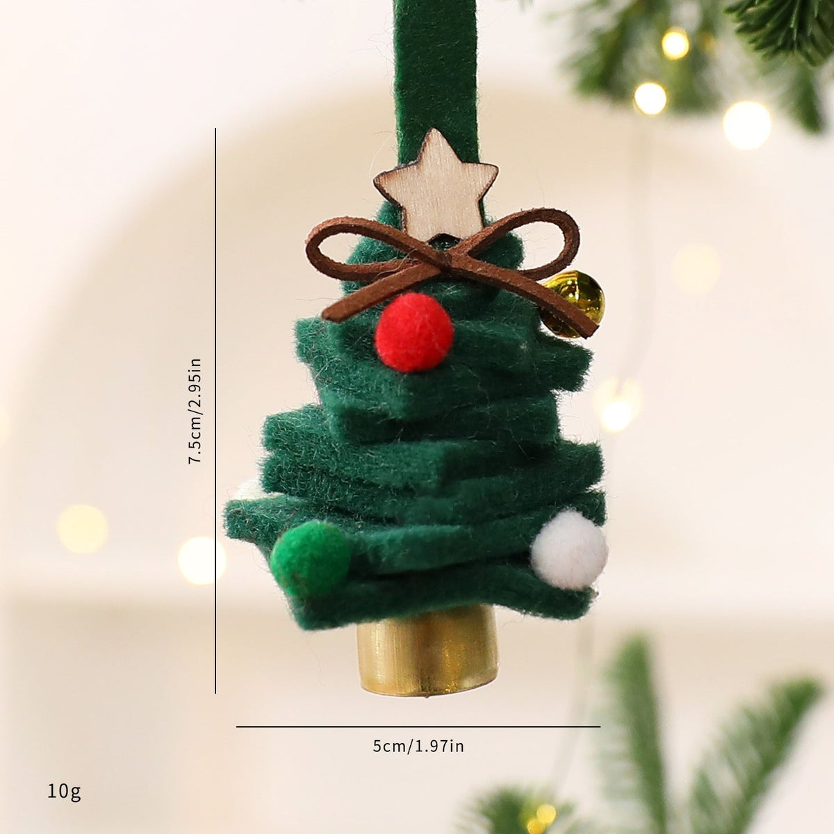 Mini Felt Christmas Tree Ornaments with Jingle Bells