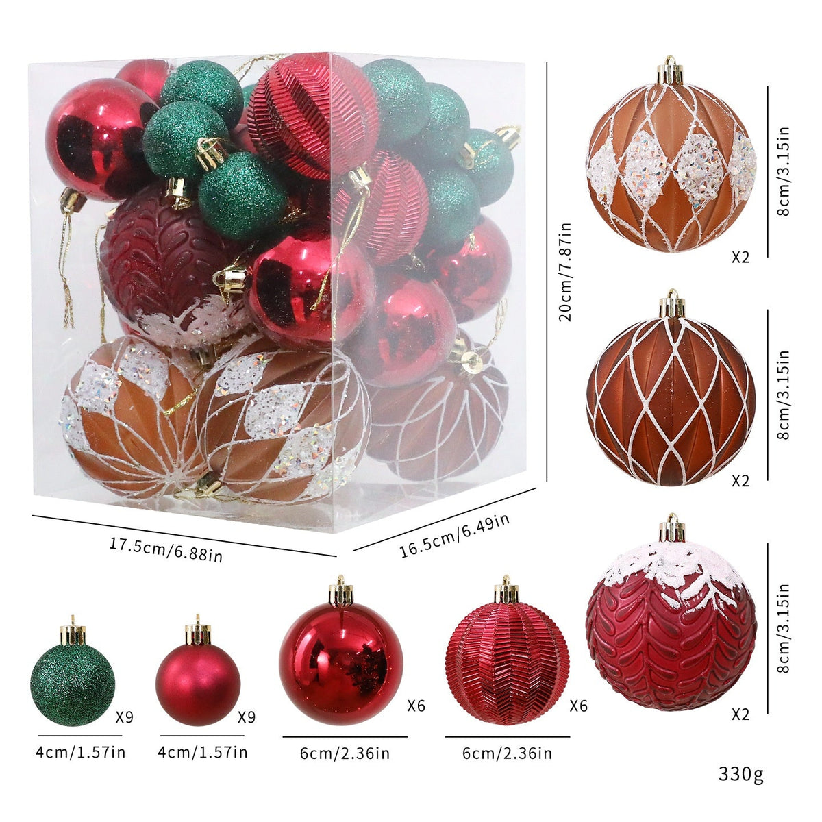 36-Piece Christmas Ornament Set for Festive Trees