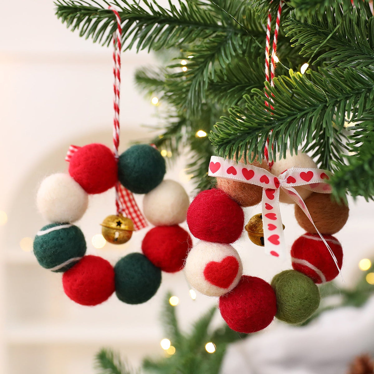 Felt Christmas Wreath Ornament Cozy Holiday Tree Decor
