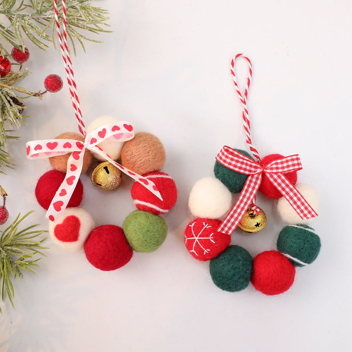 Felt Christmas Wreath Ornament Cozy Holiday Tree Decor