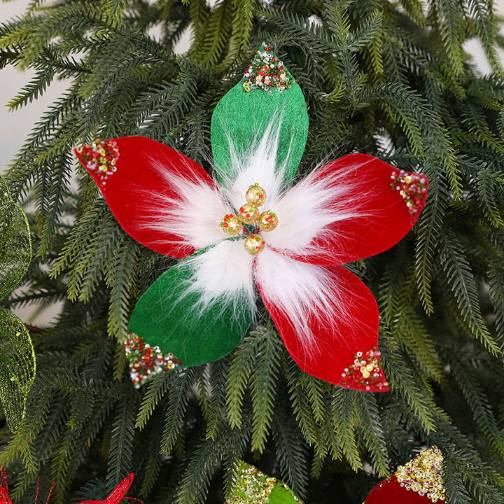 Velvet Poinsettia Christmas Tree Decoration Stem, 26cm