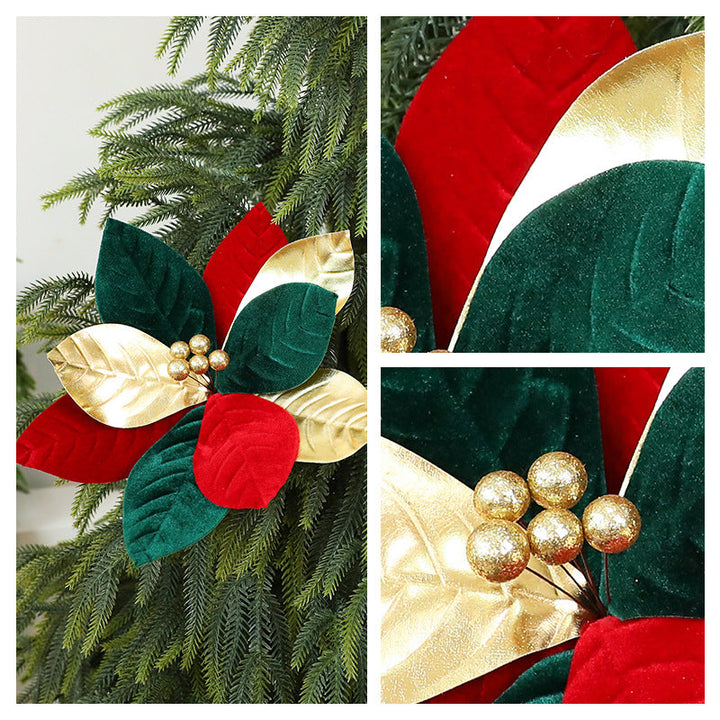 Velvet Poinsettia Christmas Tree Decoration Stem, 26cm