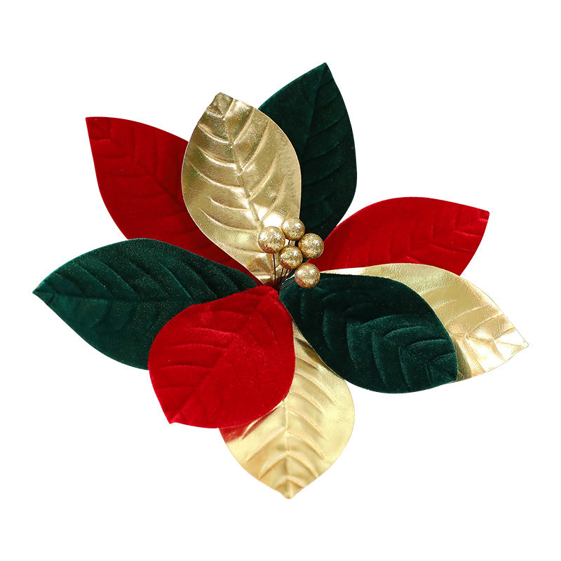 Velvet Poinsettia Christmas Tree Decoration Stem, 26cm