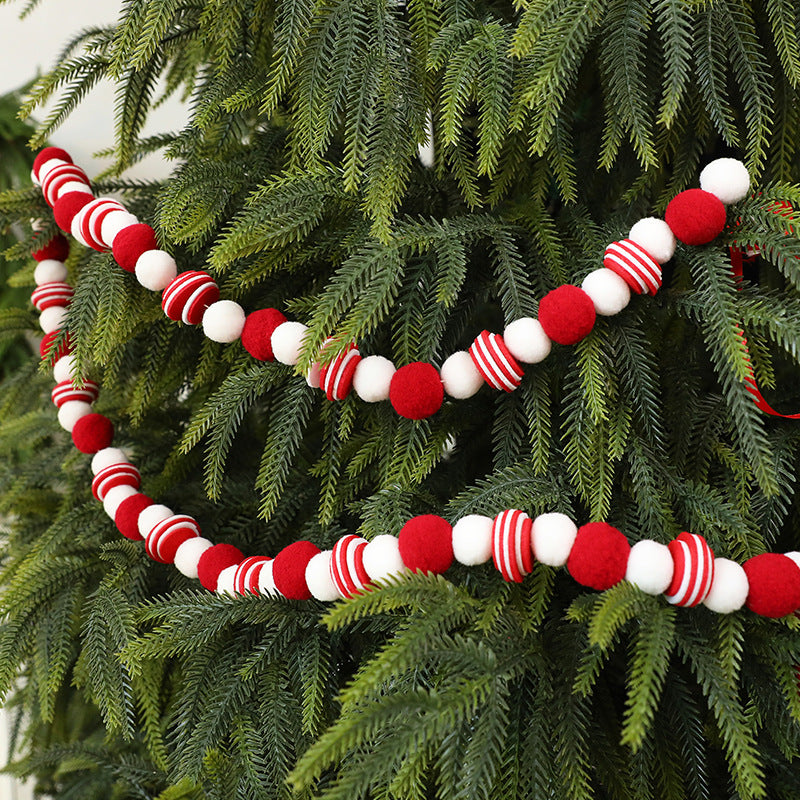 Red and White Christmas Felt Garland for Tree Decor