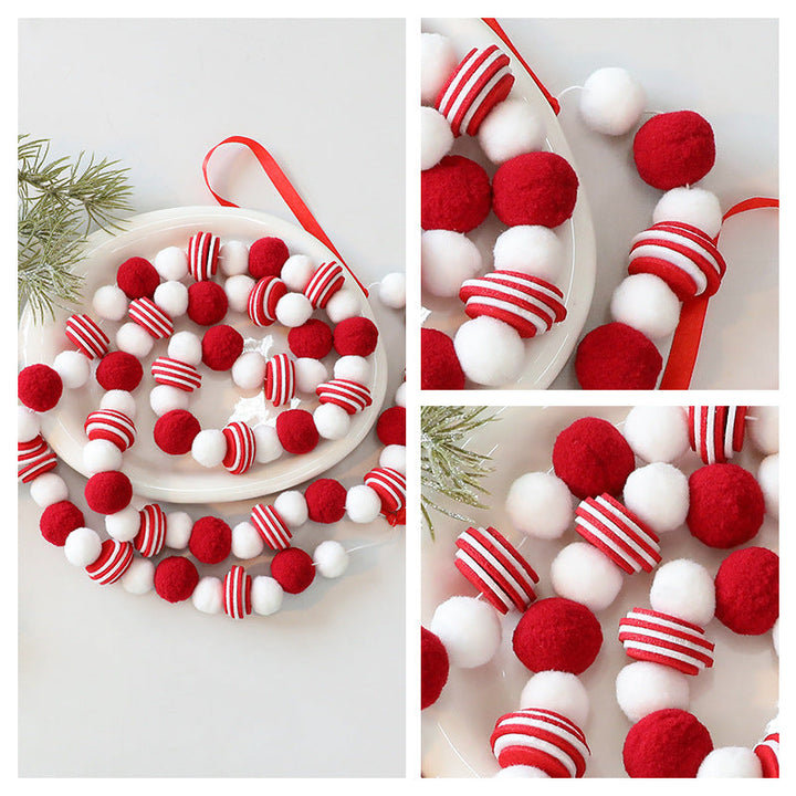 Red and White Christmas Felt Garland for Tree Decor