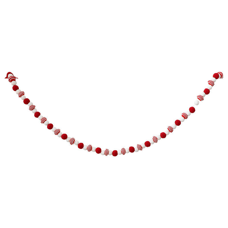 Red and White Christmas Felt Garland for Tree Decor