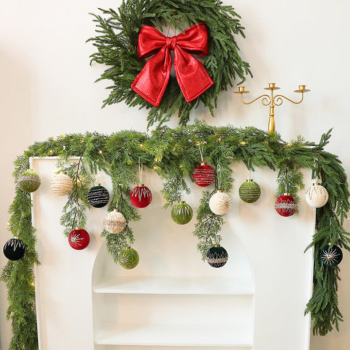 Velvet Christmas Ball Ornaments With Beaded Sparkle
