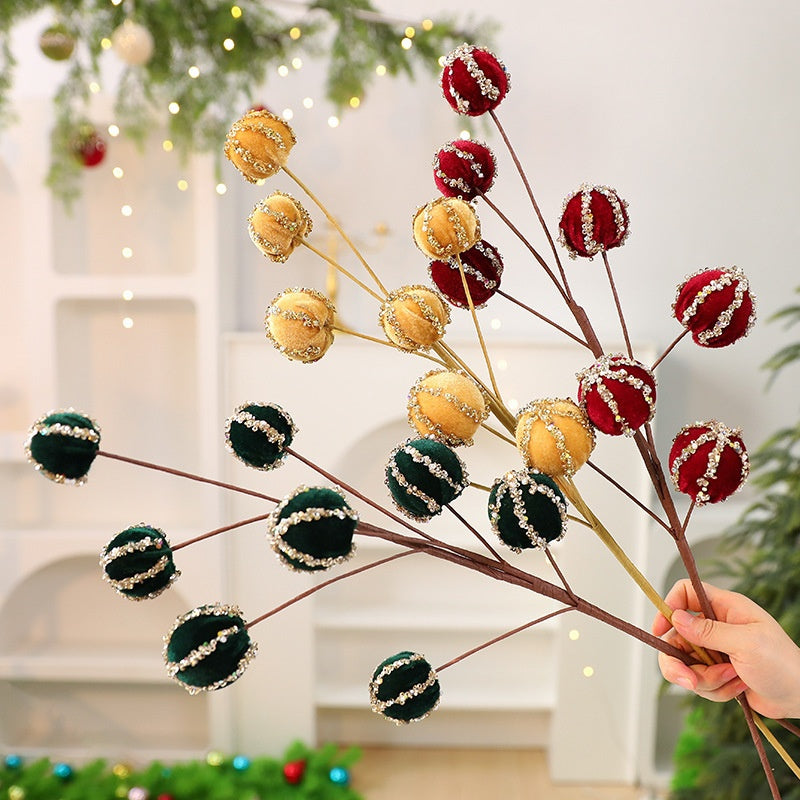 Velvet Christmas Ball Branches for Elegant Holiday Decor
