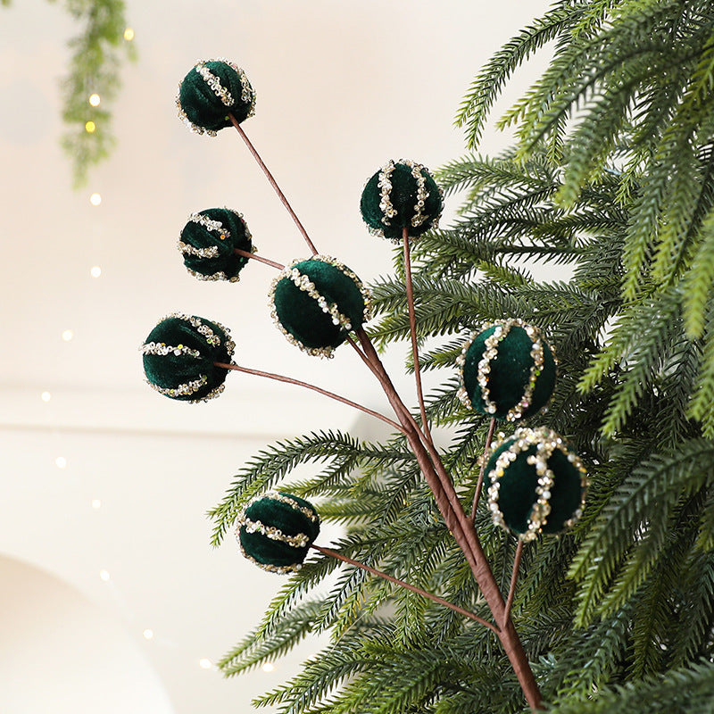 Velvet Christmas Ball Branches for Elegant Holiday Decor