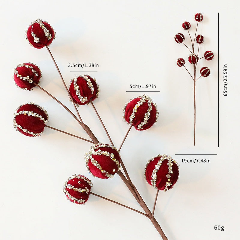 Velvet Christmas Ball Branches for Elegant Holiday Decor