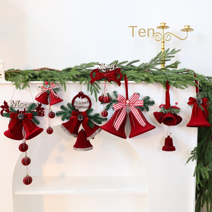Velvet Christmas Bell Ornaments for Festive Holiday Decor