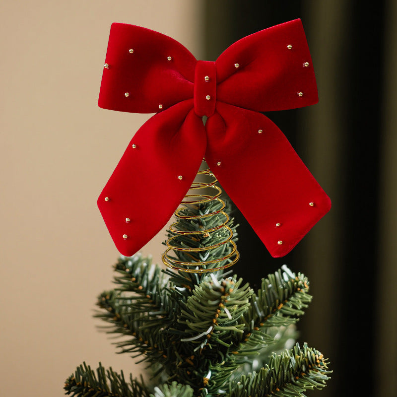Christmas Tree Topper Bow – Red Velvet & Gold Detail
