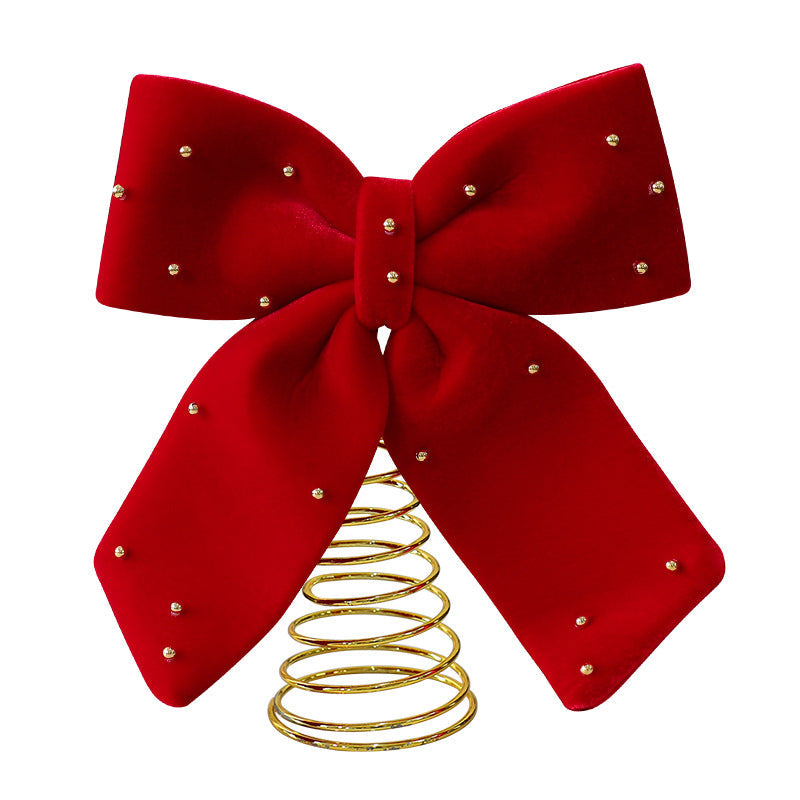 Christmas Tree Topper Bow – Red Velvet & Gold Detail