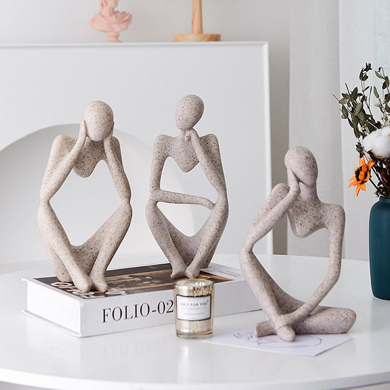 Sandstone Thinker Sculpture Decor for Scandinavian Shelves
