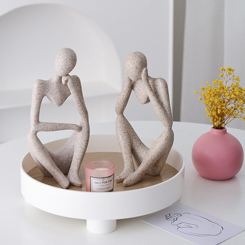 Sandstone Thinker Sculpture Decor for Scandinavian Shelves