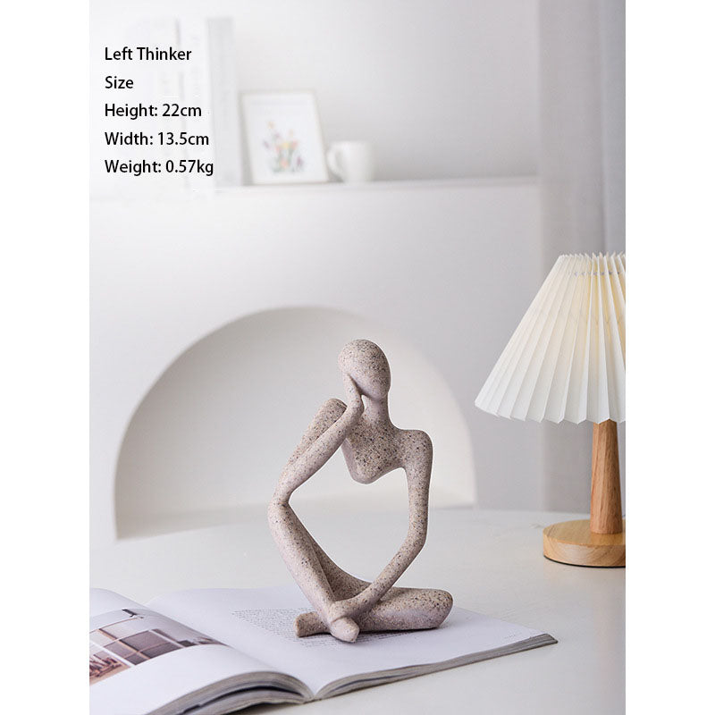 Sandstone Thinker Sculpture Decor for Scandinavian Shelves