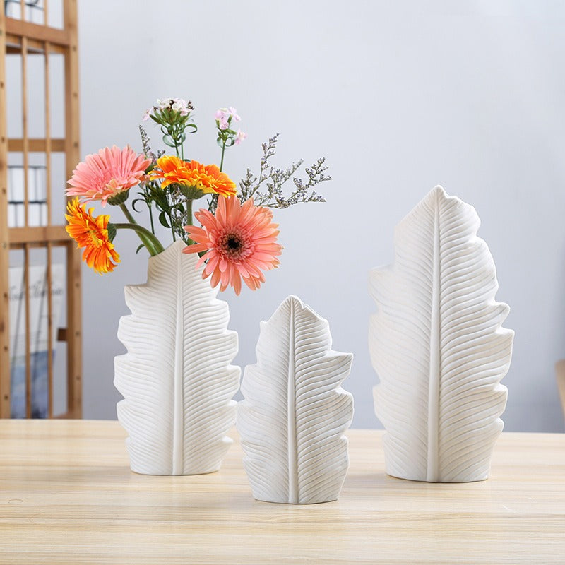 Scandinavian Ceramic Leaf Vase for Elegant Displays